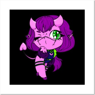 chibi pruple demon girl Posters and Art